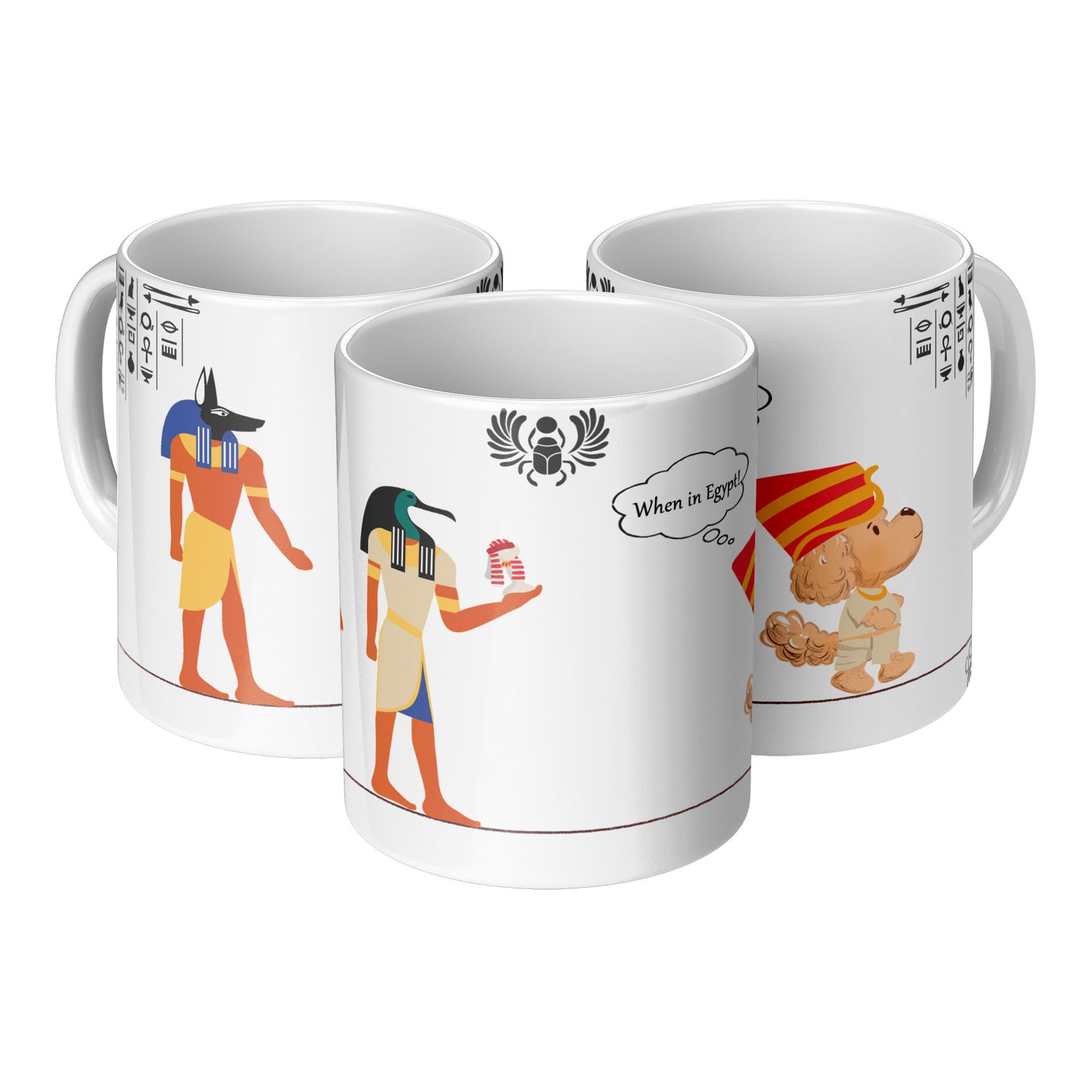 Coffee Mug - Unique - Egypt - Dog - White - 11 oz