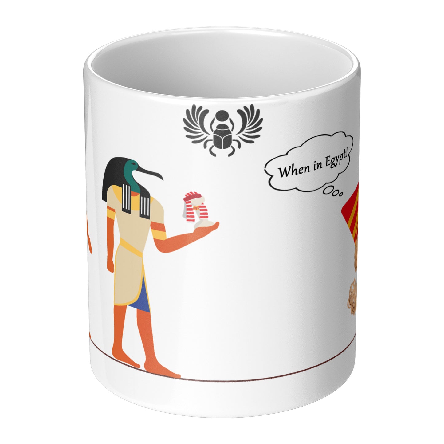 Coffee Mug - Unique - Egypt - Dog - White - 11 oz