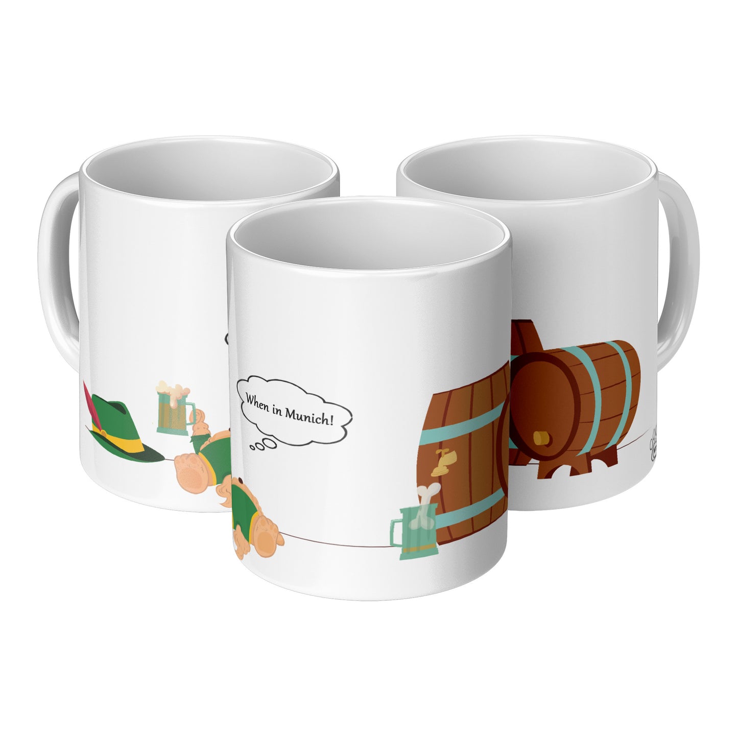Coffee Mug - Unique - Germany - Munich - Oktoberfest - Dog - White - 11 oz