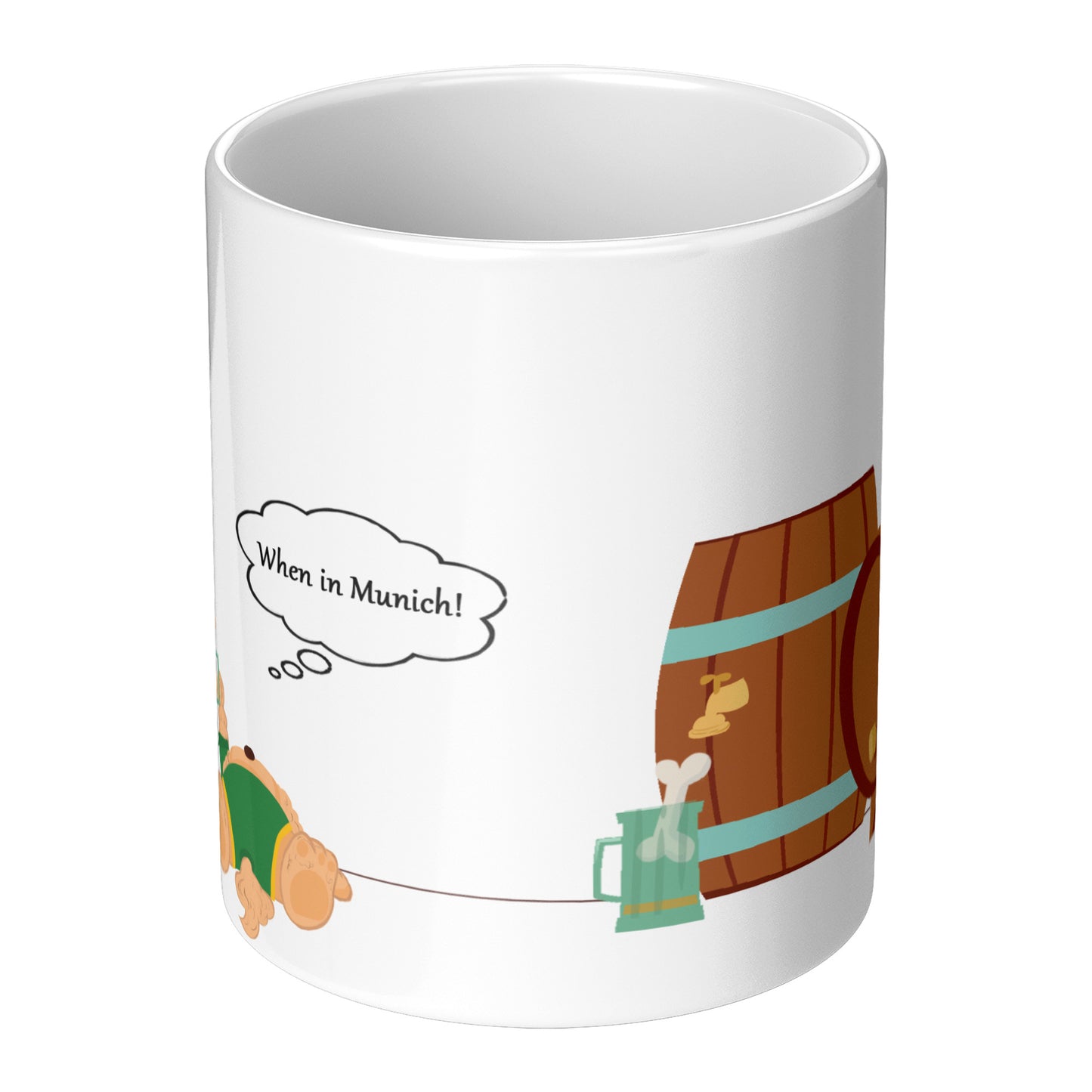 Coffee Mug - Unique - Germany - Munich - Oktoberfest - Dog - White - 11 oz