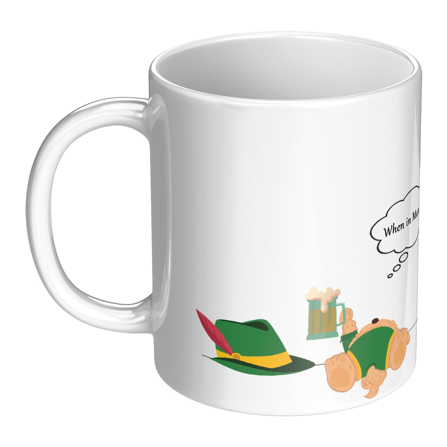 Coffee Mug - Unique - Germany - Munich - Oktoberfest - Dog - White - 11 oz
