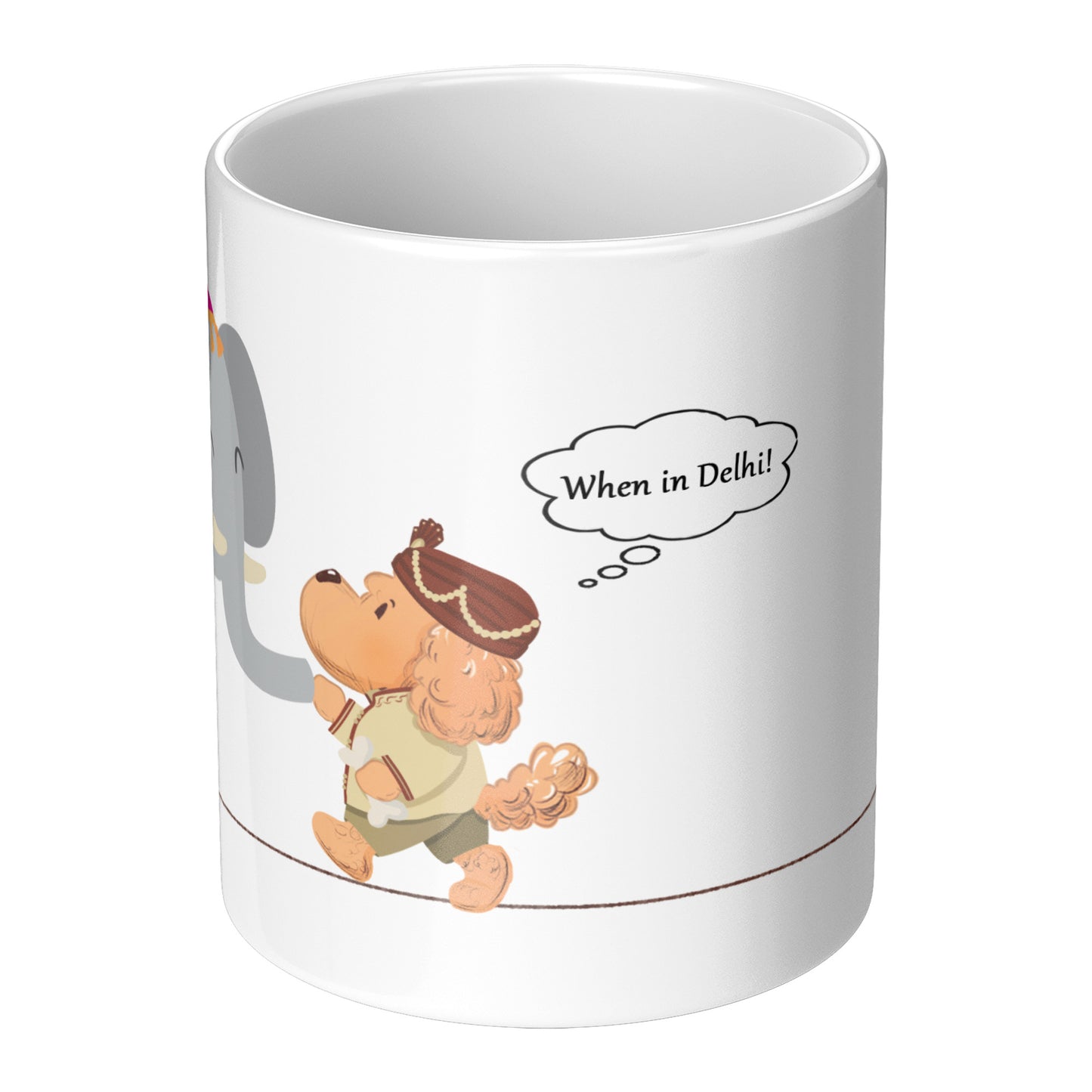Coffee Mug - Unique - India - Dehli - Dog - White - 11 oz