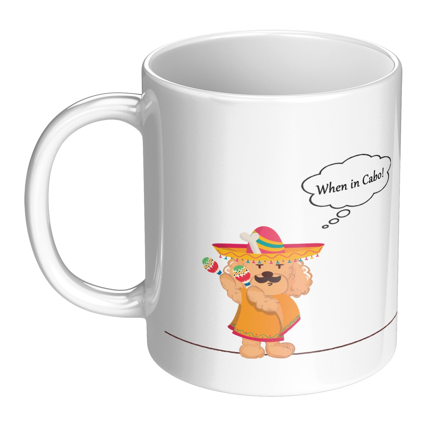 Coffee Mug - Unique - Mexico - Cabo - Dog - White - 11 oz