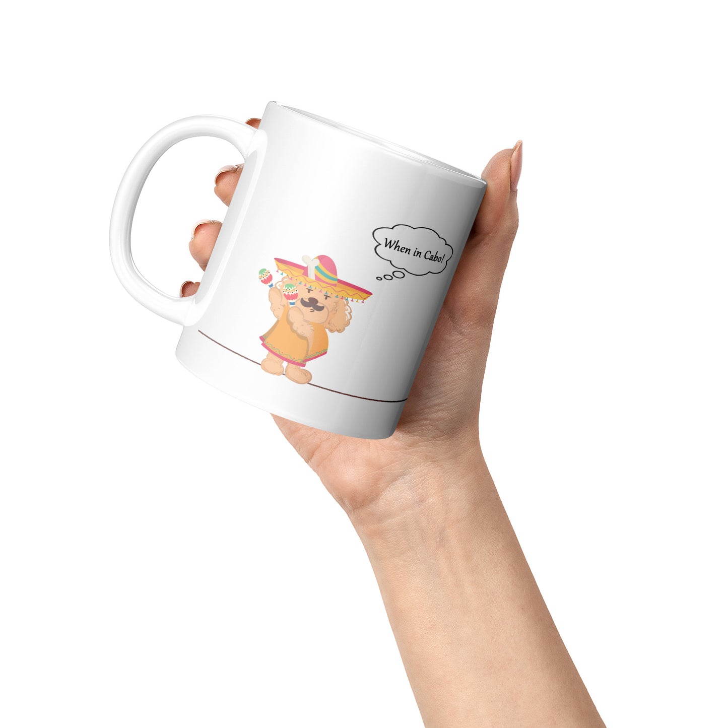 Coffee Mug - Unique - Mexico - Cabo - Dog - White - 11 oz