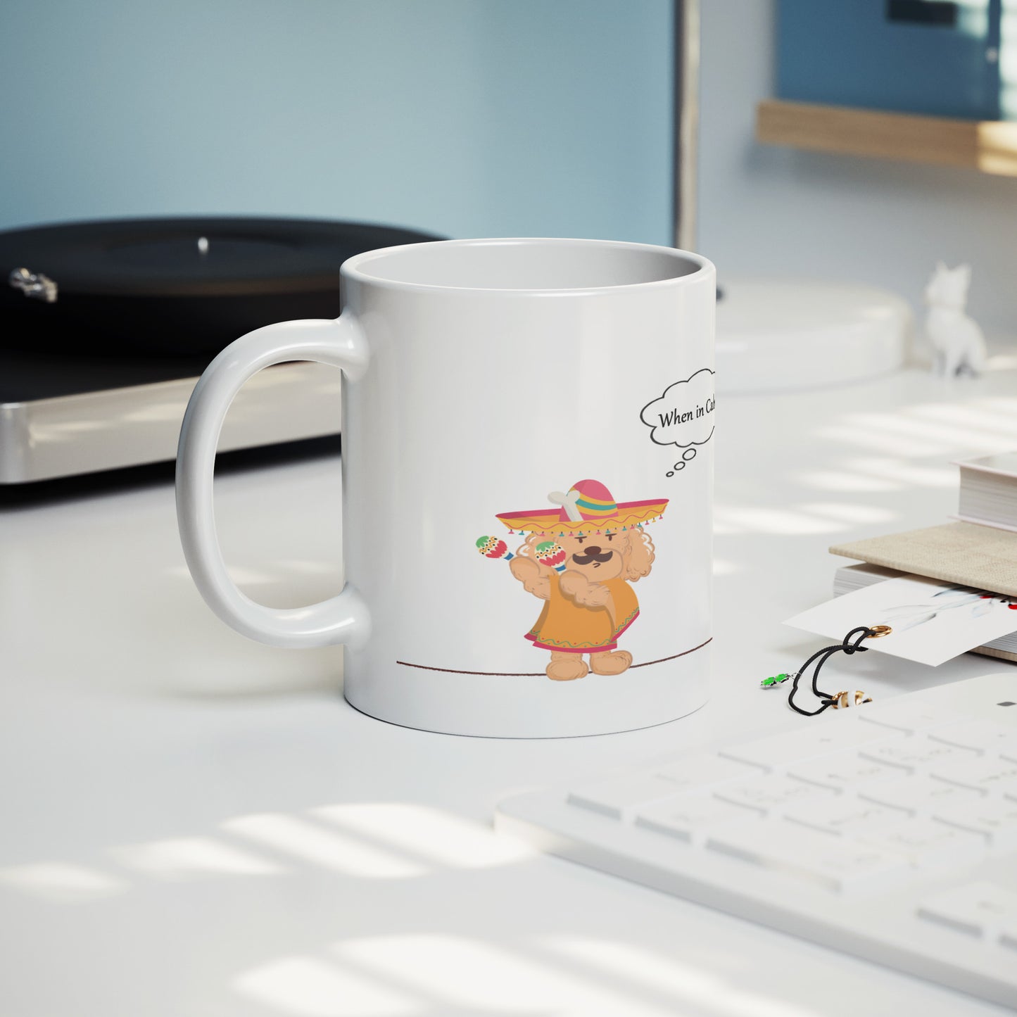 Coffee Mug - Unique - Mexico - Cabo - Dog - White - 11 oz