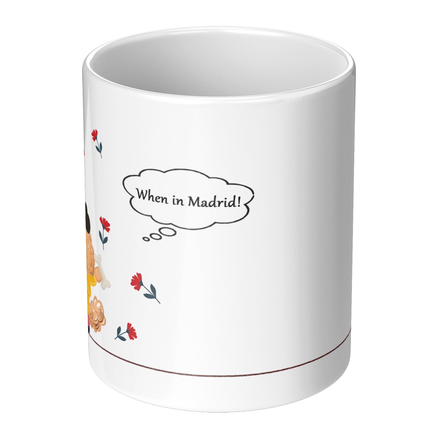 Coffee Mug - Unique - Spain - Madrid - Bullfight - Matador - Dog - White - 11 oz