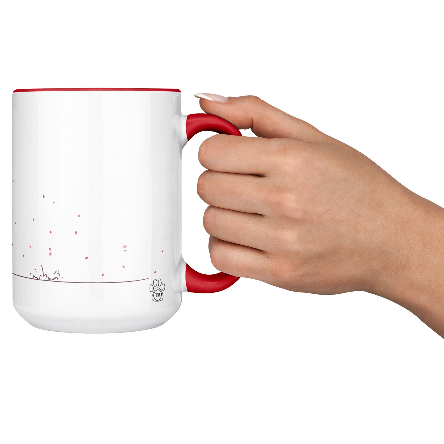 Coffee Mug - Unique - Tokyo - Tree - Dog - Red - White - 15 oz