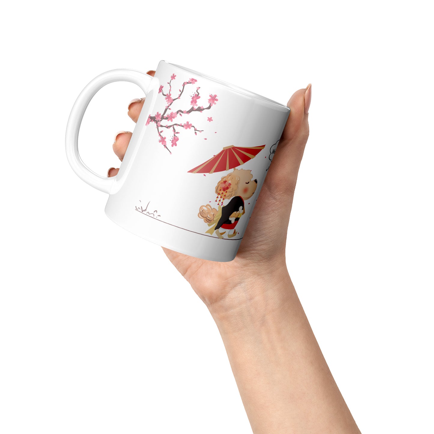 Coffee Mug - Unique - Tokyo - Tree - Dog - White - 11 oz