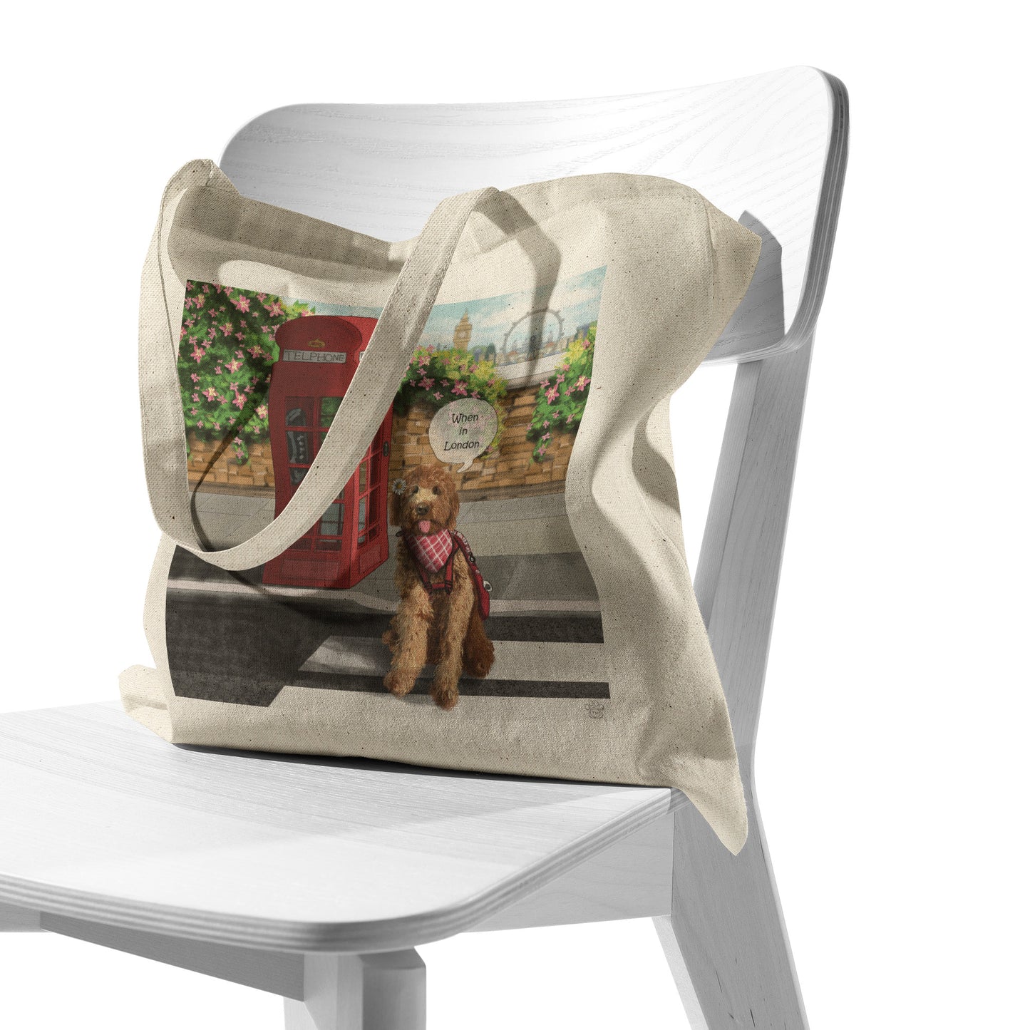 Tote Bag - Unique - London - Telephone Booth - Phone - Dog - Canvas