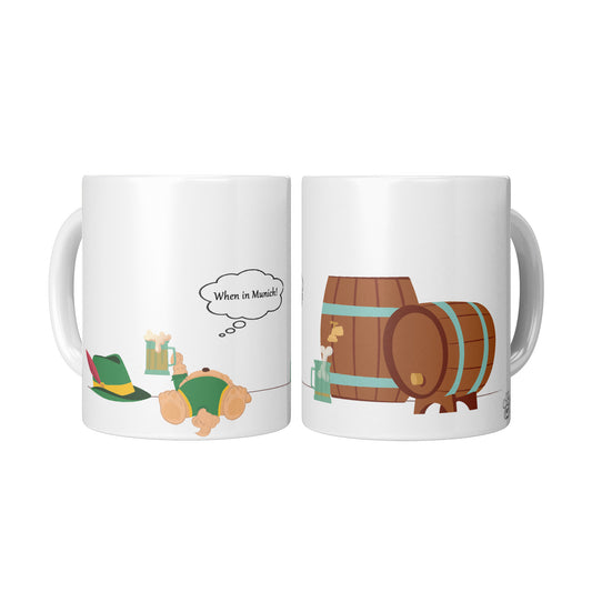 Coffee Mug - Unique - Germany - Munich - Oktoberfest - Dog - White - 11 oz