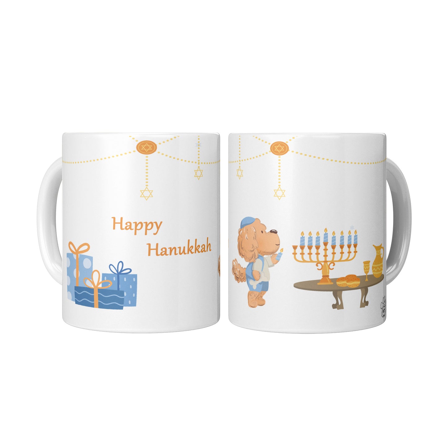 Coffee Mug - Unique - Hanukkah - Dog - White - 11 oz