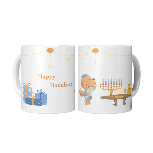Coffee Mug - Unique - Hanukkah - Dog - White - 11 oz