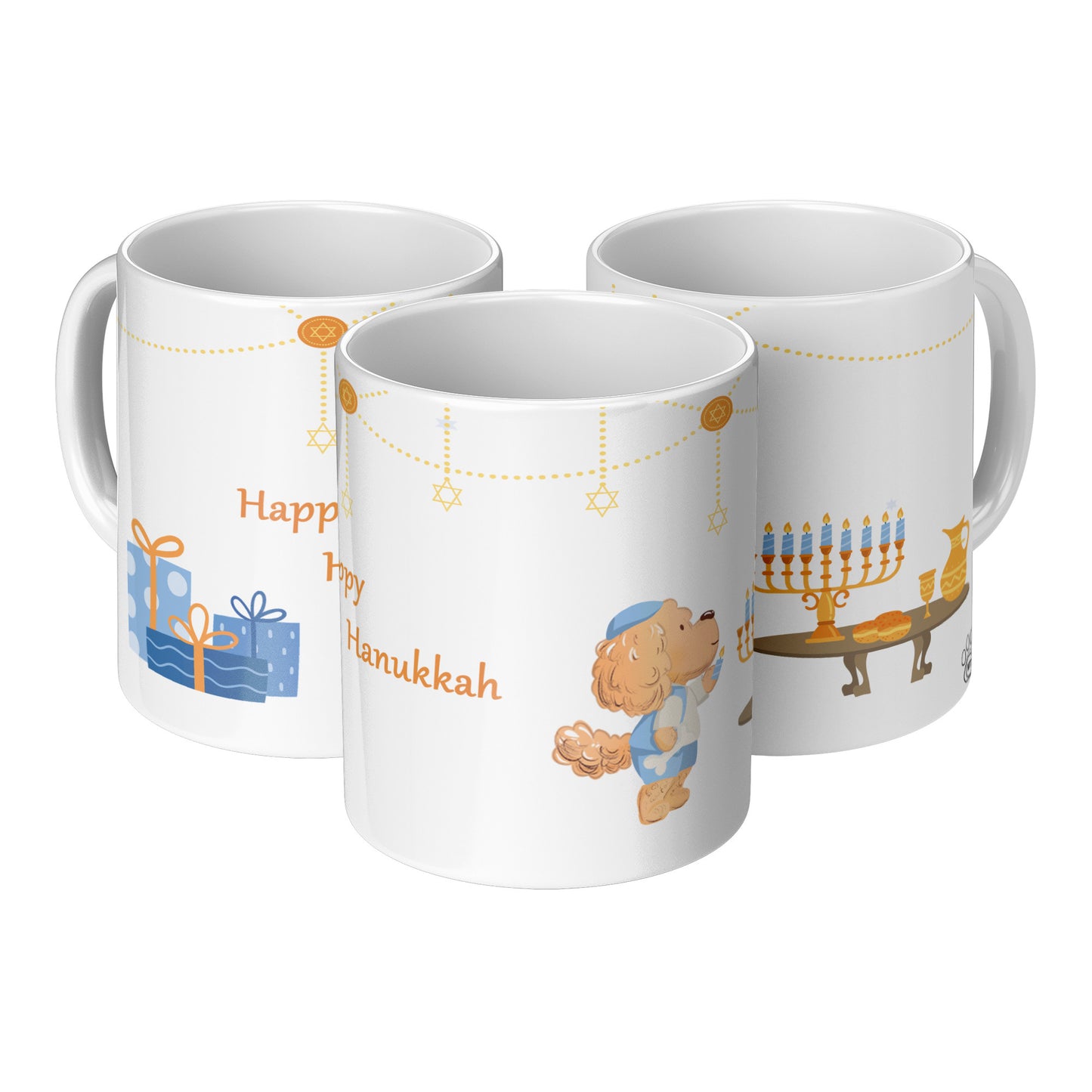 Coffee Mug - Unique - Hanukkah - Dog - White - 11 oz