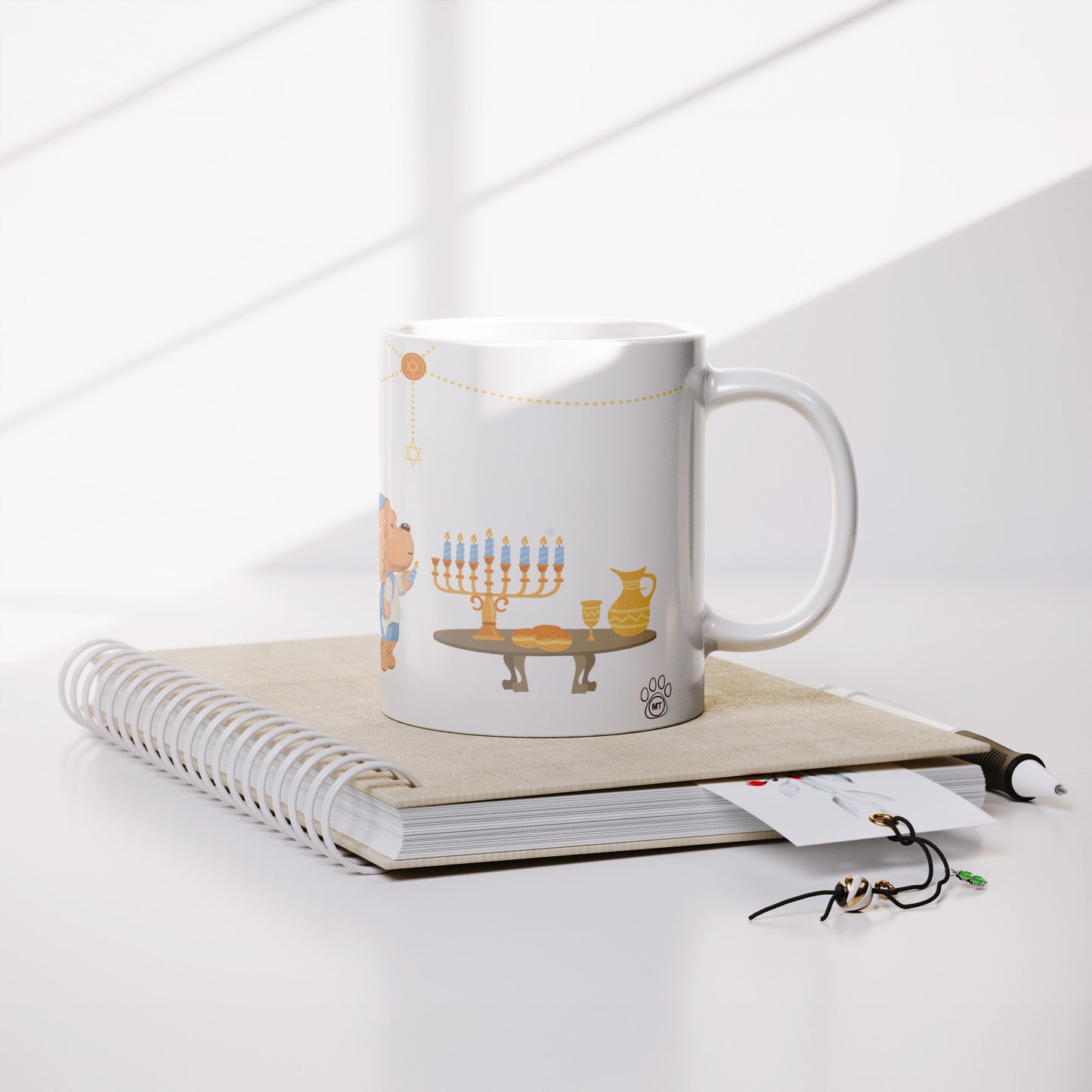 Coffee Mug - Unique - Hanukkah - Dog - White - 11 oz