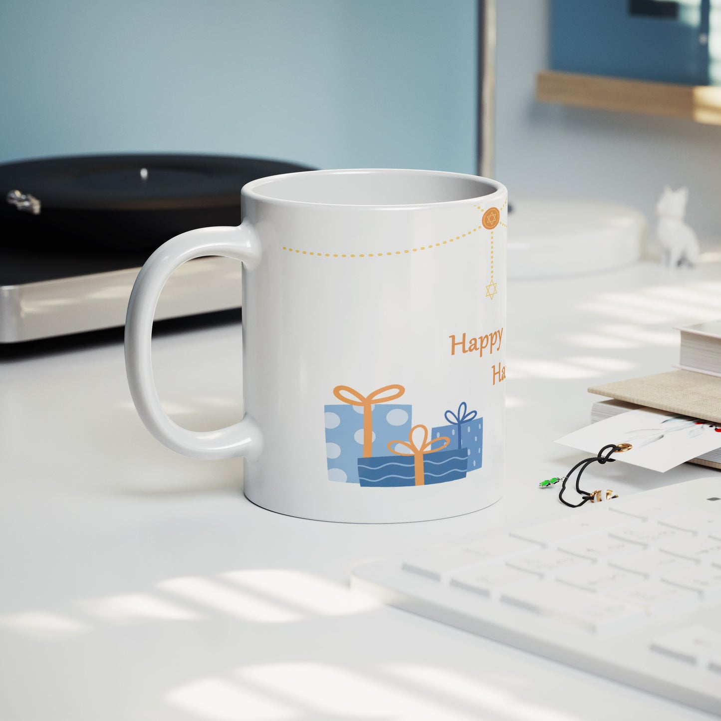 Coffee Mug - Unique - Hanukkah - Dog - White - 11 oz