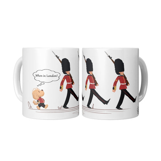 Coffee Mug - Unique - London - Changing of Guard - Dog - White - 11 oz