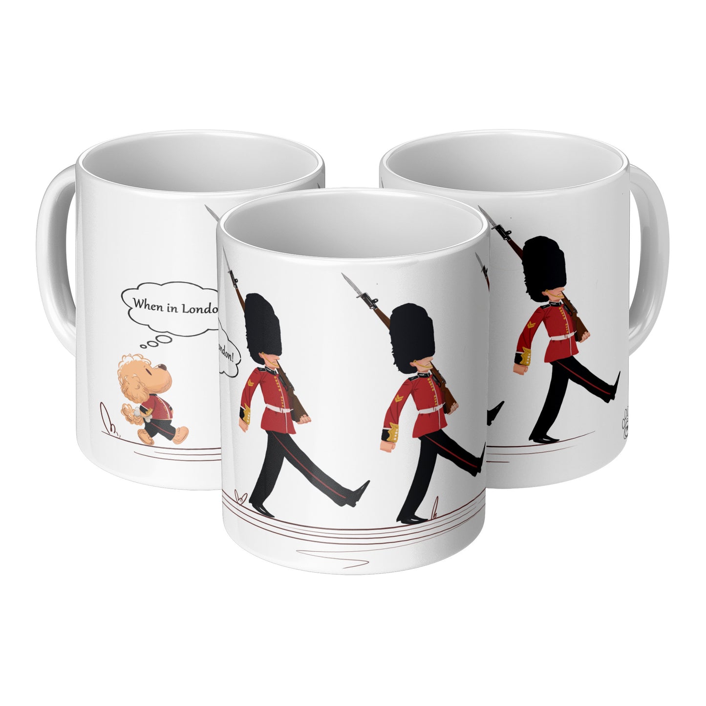 Coffee Mug - Unique - London - Changing of Guard - Dog - White - 11 oz