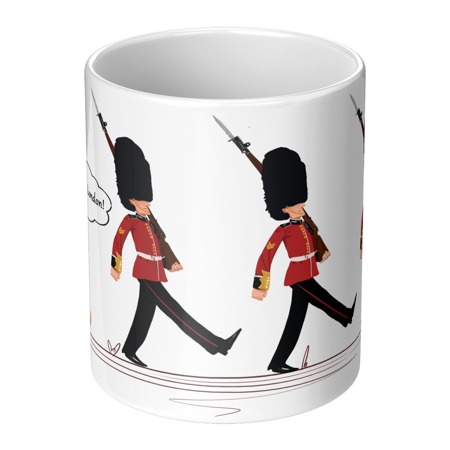 Coffee Mug - Unique - London - Changing of Guard - Dog - White - 11 oz