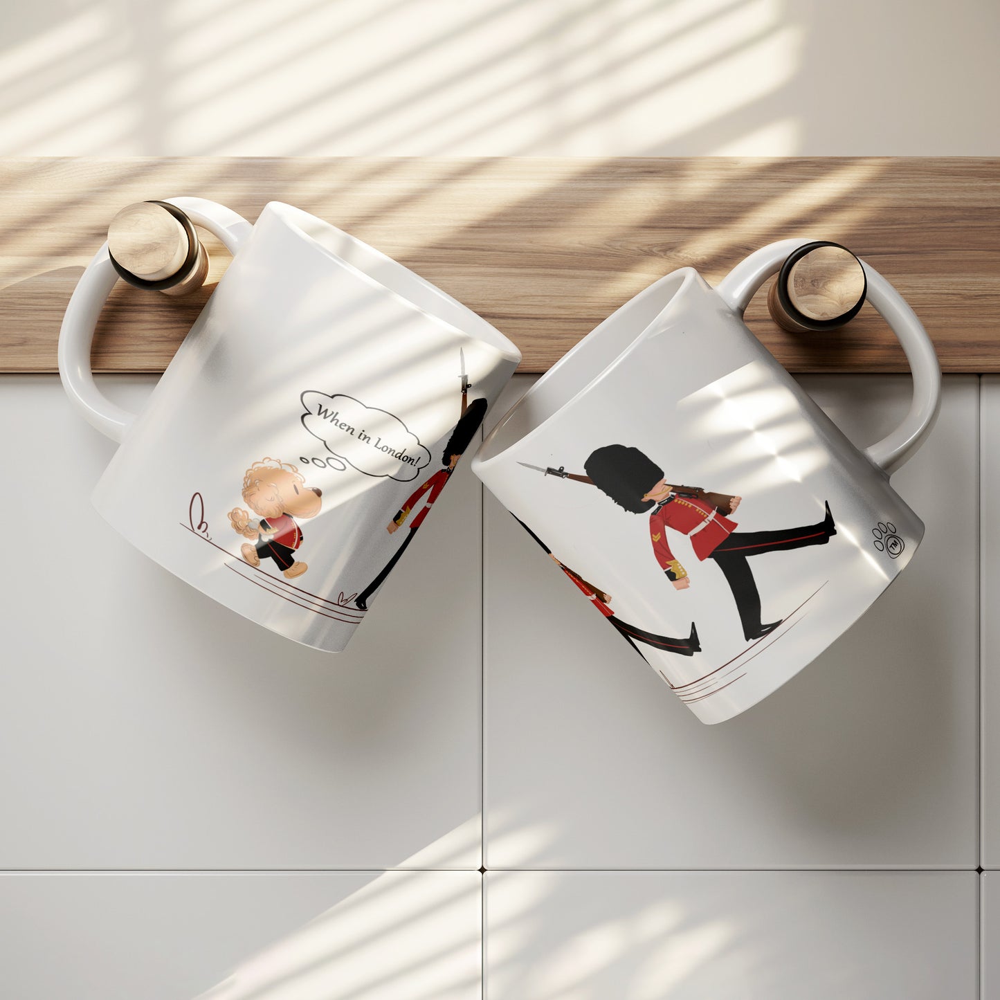 Coffee Mug - Unique - London - Changing of Guard - Dog - White - 11 oz
