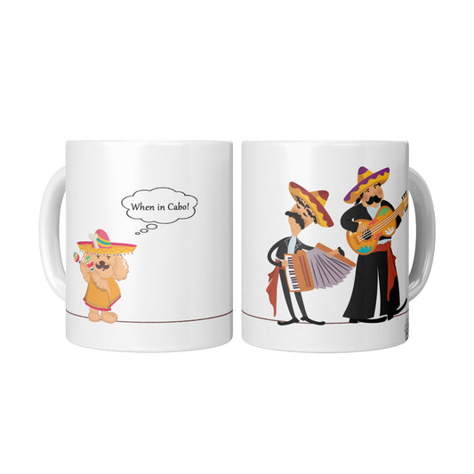 Coffee Mug - Unique - Mexico - Cabo - Dog - White - 11 oz