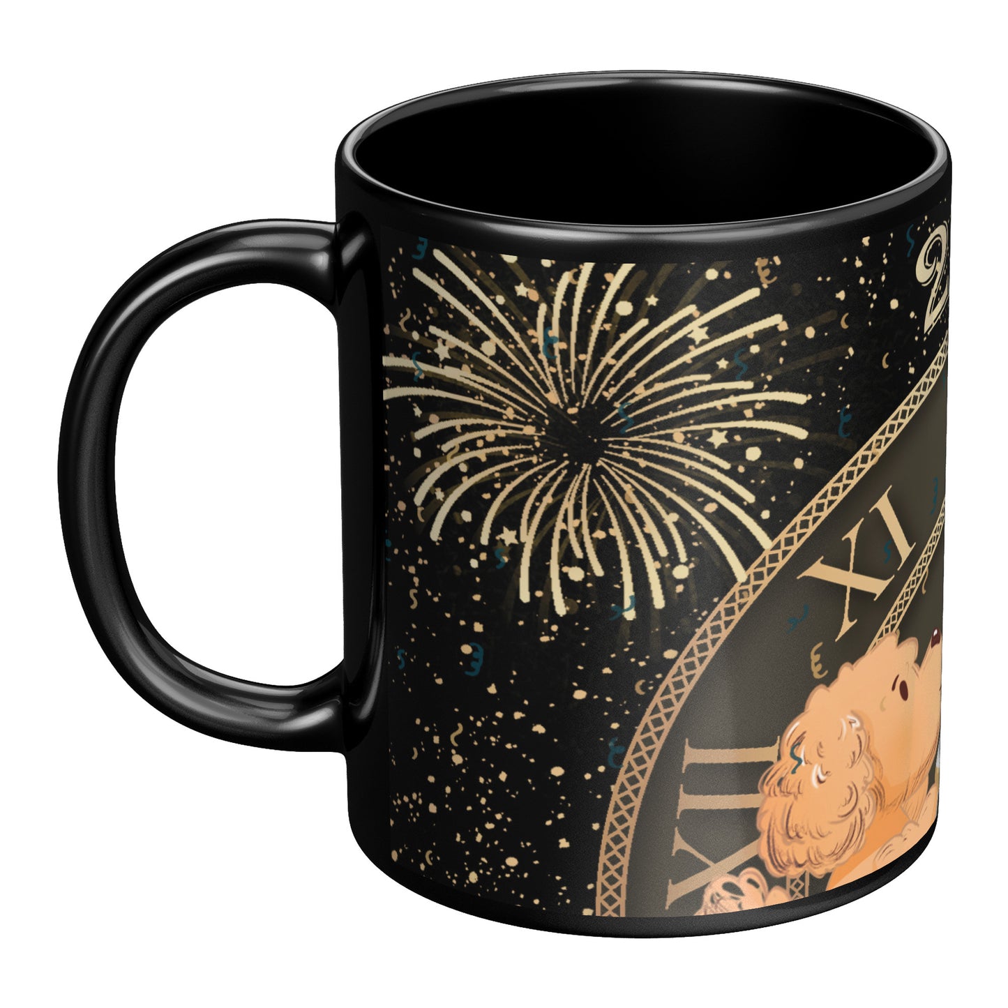 Coffee Mug - Unique - New Years - 2025 -  Dog - Black - 11 oz - Souvenir