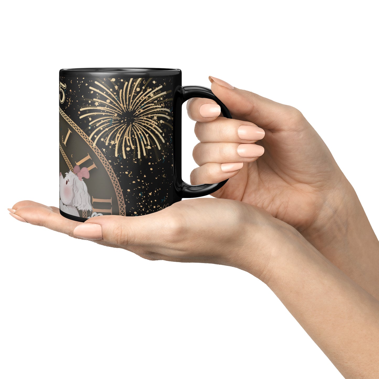 Coffee Mug - Unique - New Years - 2025 -  Dog - Black - 11 oz - Souvenir