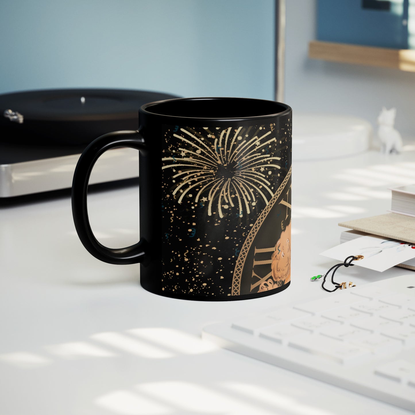Coffee Mug - Unique - New Years - 2025 -  Dog - Black - 11 oz - Souvenir