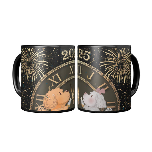 Coffee Mug - Unique - New Years - 2025 -  Dog - Black - 11 oz - Souvenir