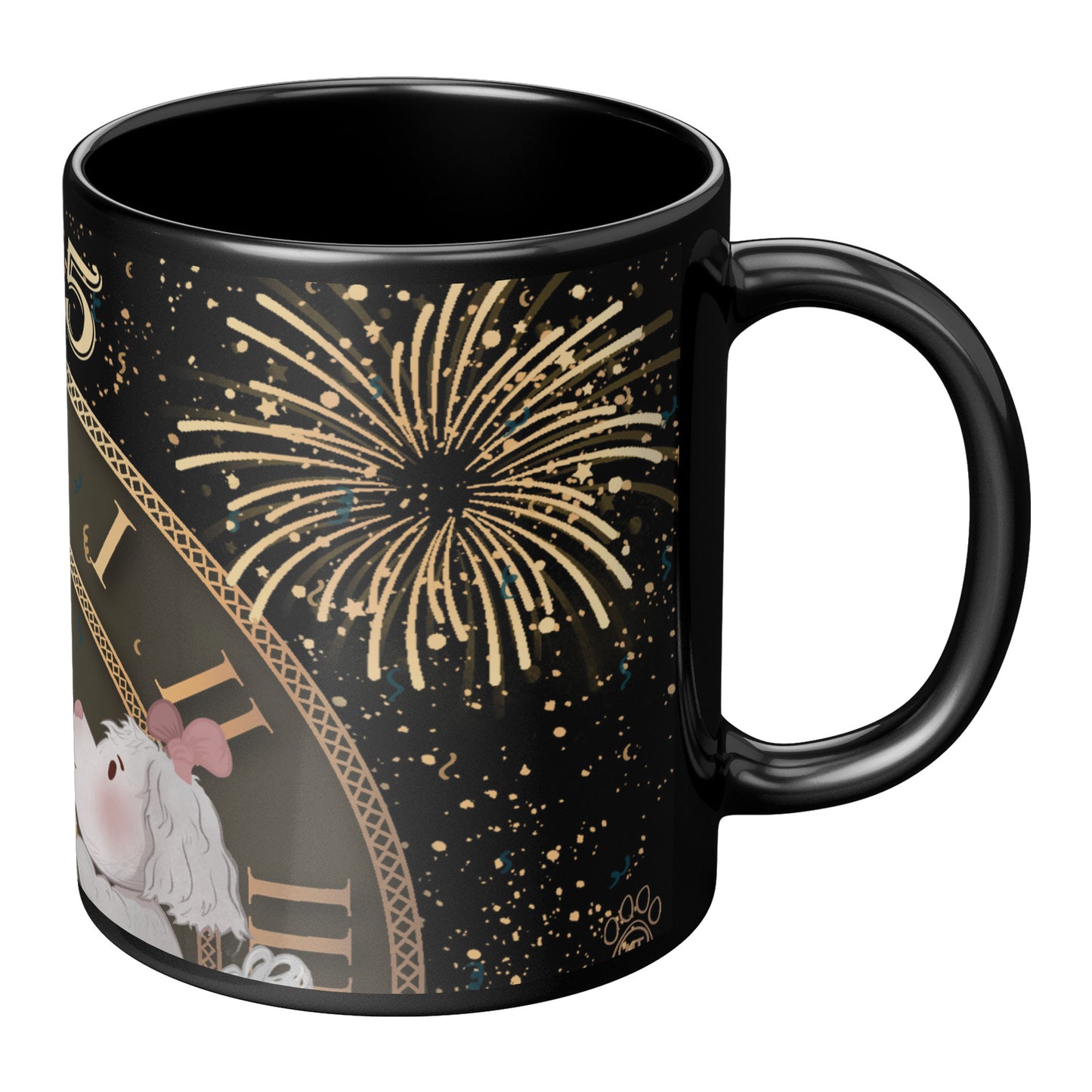 Coffee Mug - Unique - New Years - 2025 -  Dog - Black - 11 oz - Souvenir