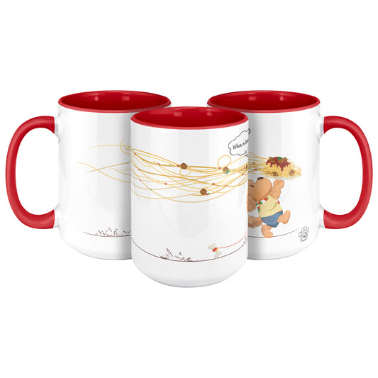 Coffee Mug - Unique - Rome - Pasta - Dog - Red - White - 15 oz