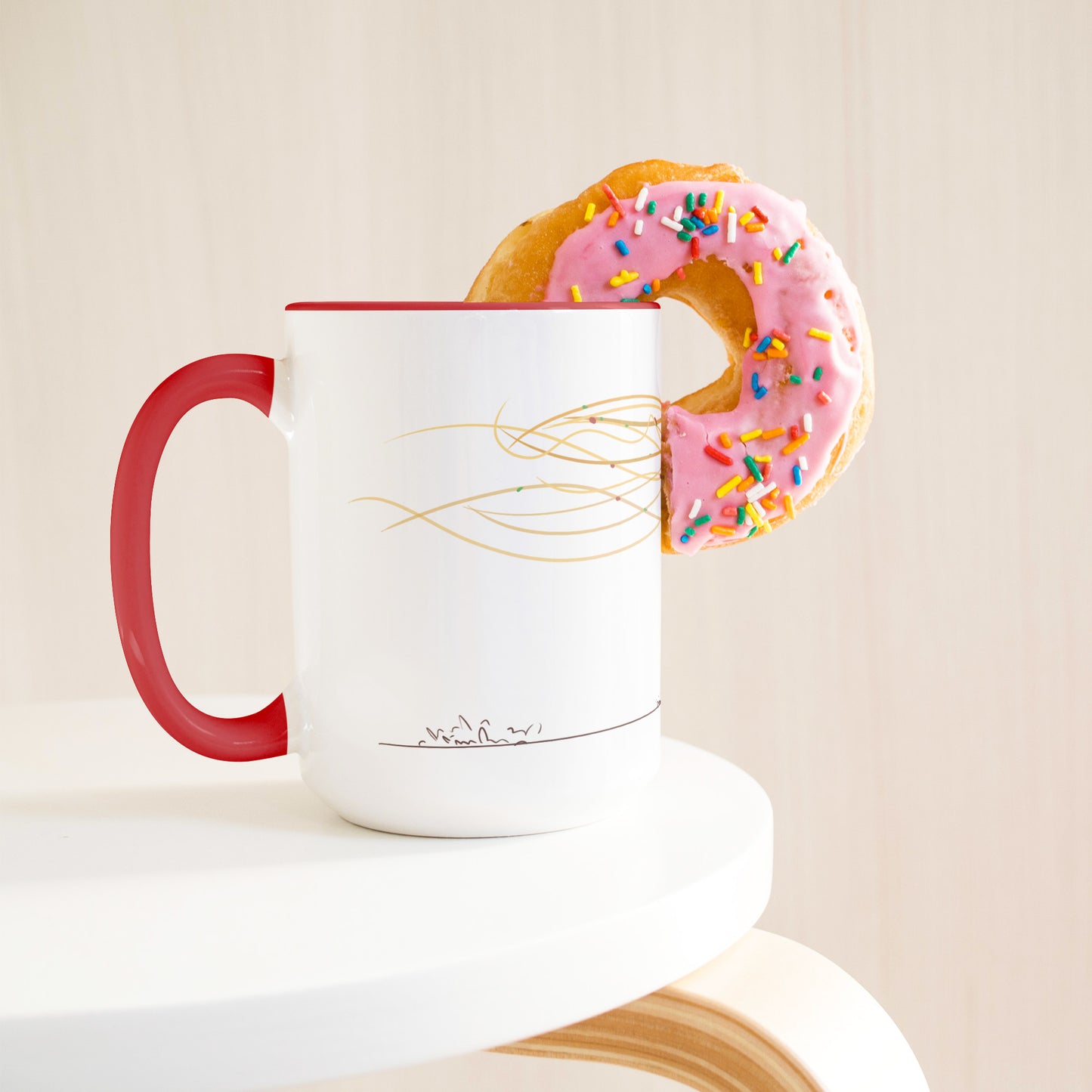 Coffee Mug - Unique - Rome - Pasta - Dog - Red - White - 15 oz