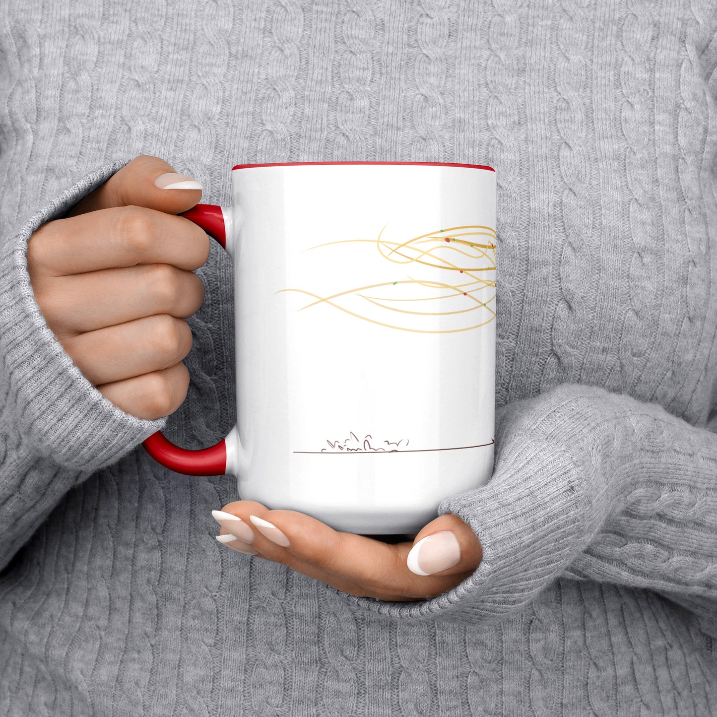 Coffee Mug - Unique - Rome - Pasta - Dog - Red - White - 15 oz
