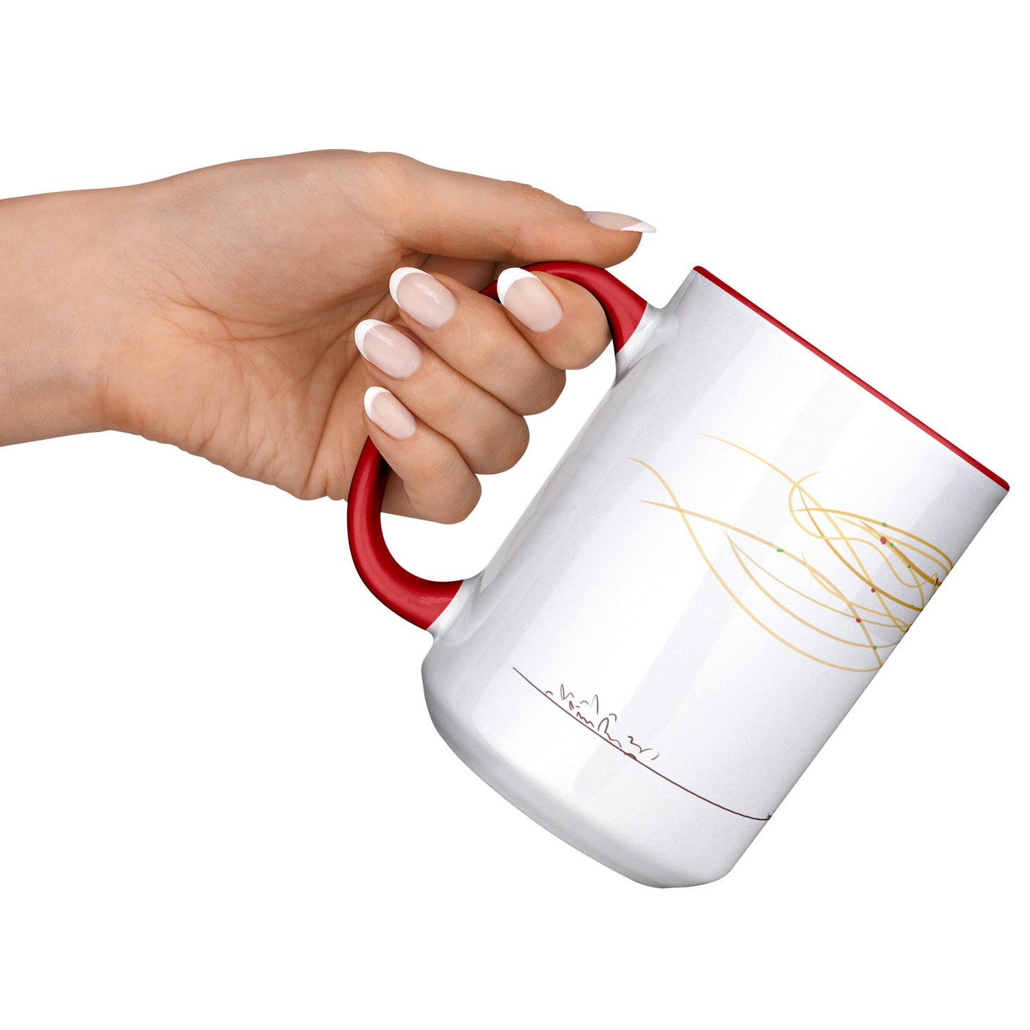 Coffee Mug - Unique - Rome - Pasta - Dog - Red - White - 15 oz
