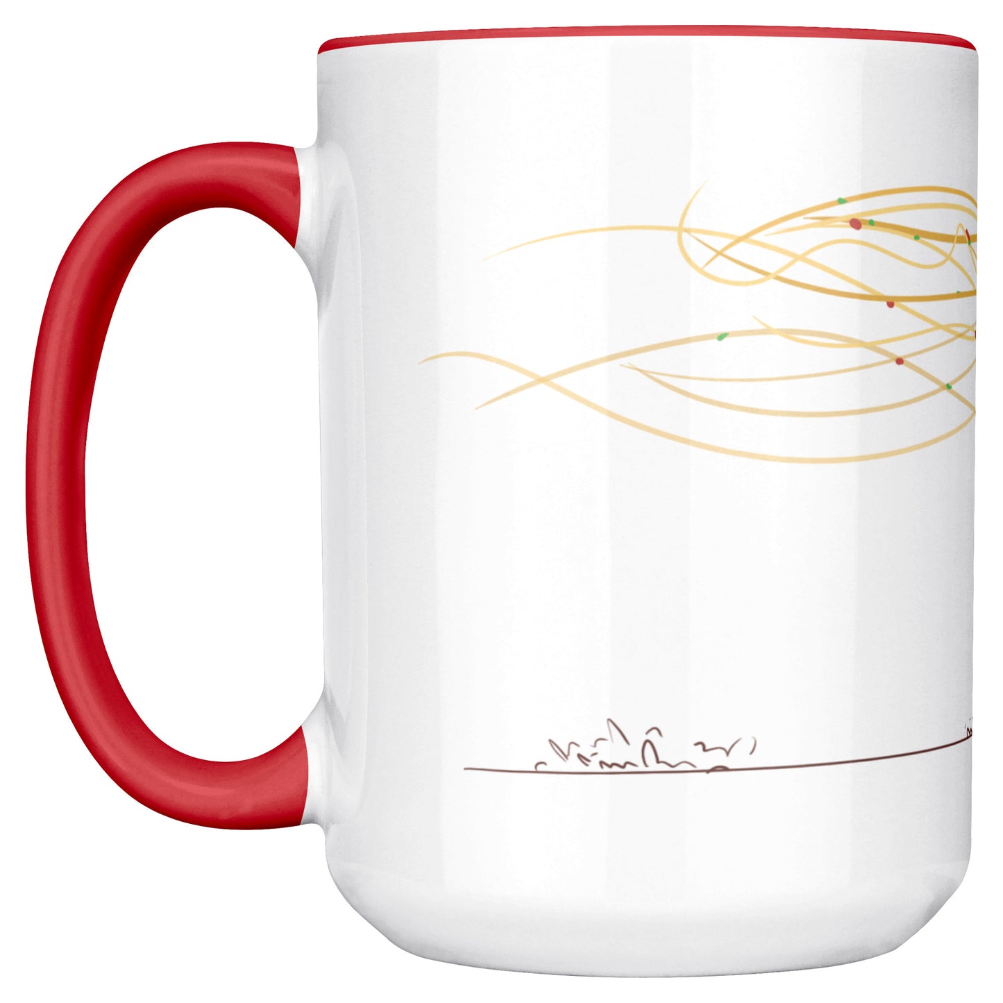 Coffee Mug - Unique - Rome - Pasta - Dog - Red - White - 15 oz