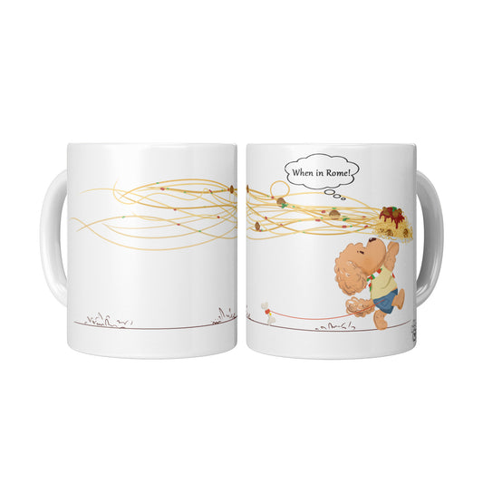 Coffee Mug - Unique - Rome - Pasta - Dog - White - 11 oz