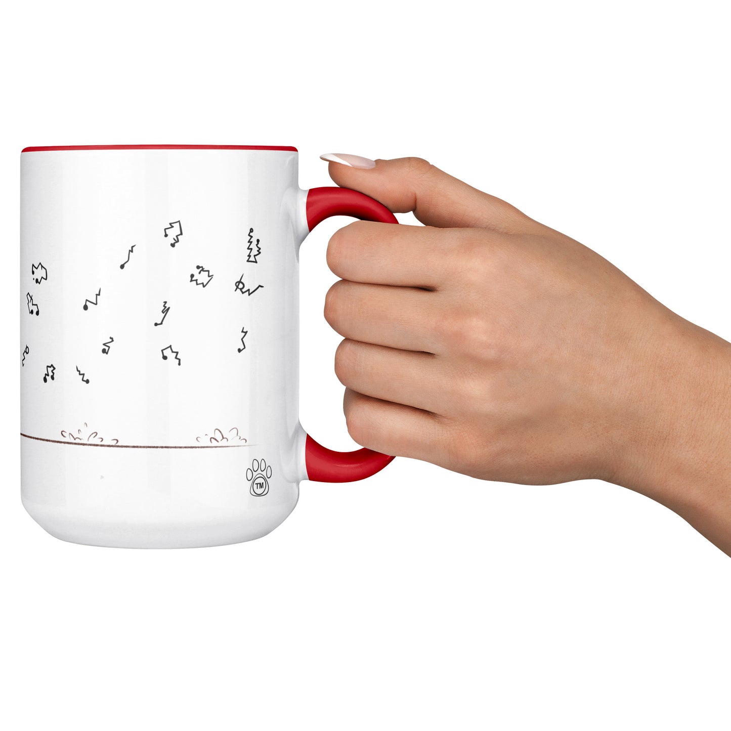 Coffee Mug - Unique - Scotland - Bagpipes - Dog - Red - White - 15 oz