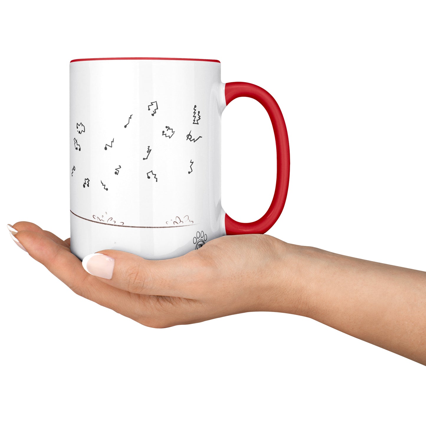 Coffee Mug - Unique - Scotland - Bagpipes - Dog - Red - White - 15 oz