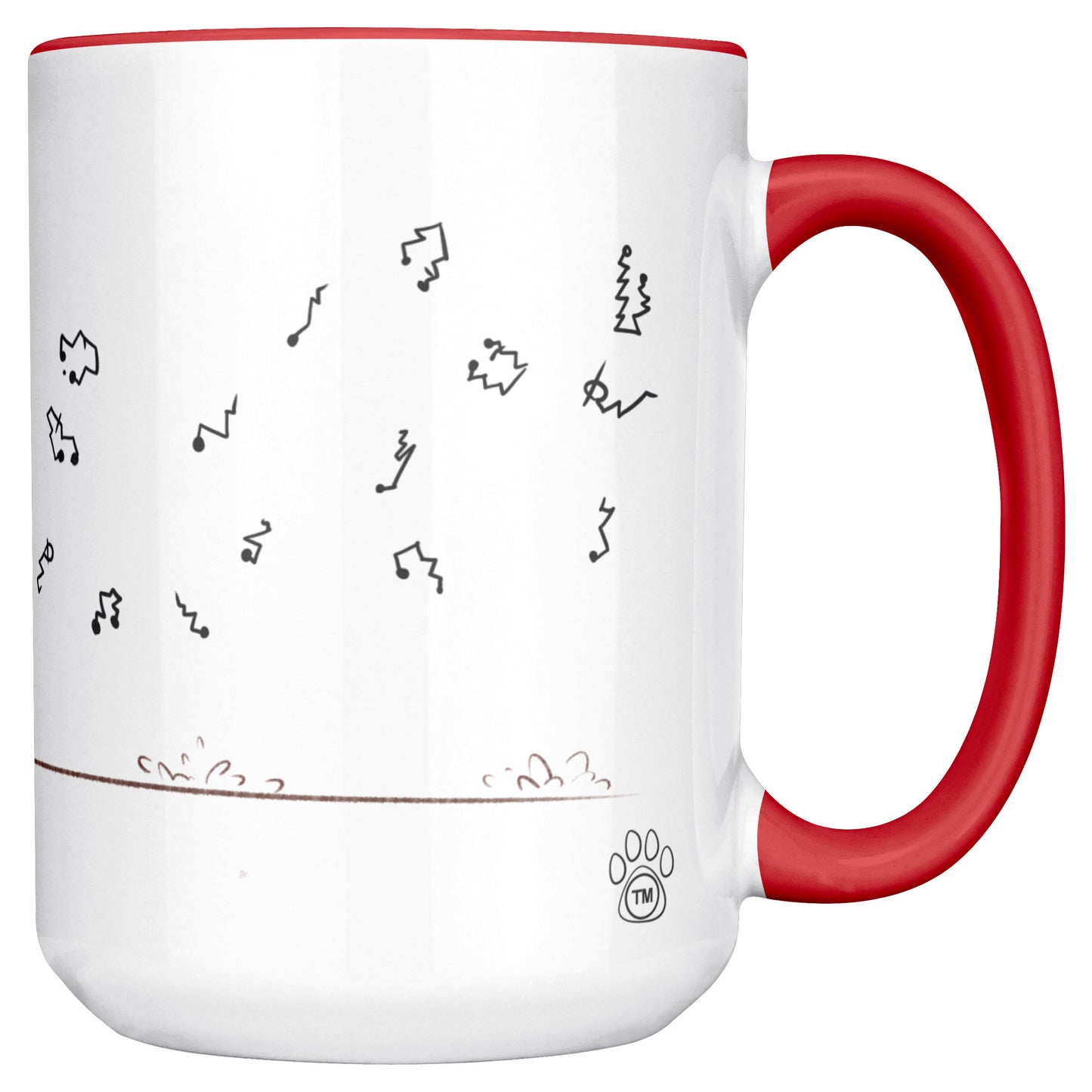 Coffee Mug - Unique - Scotland - Bagpipes - Dog - Red - White - 15 oz