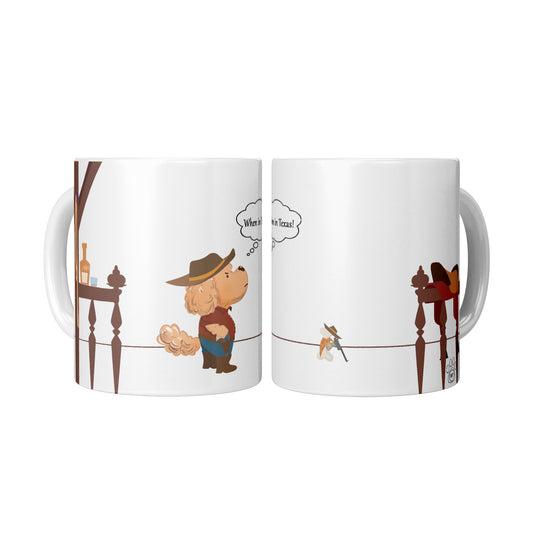 Coffee Mug - Unique - Texas - Duel - Dog  - White - 11 oz