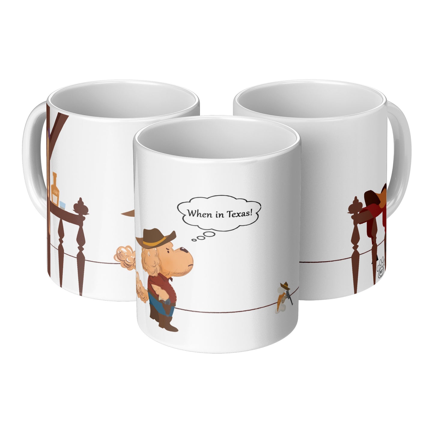 Coffee Mug - Unique - Texas - Duel - Dog  - White - 11 oz