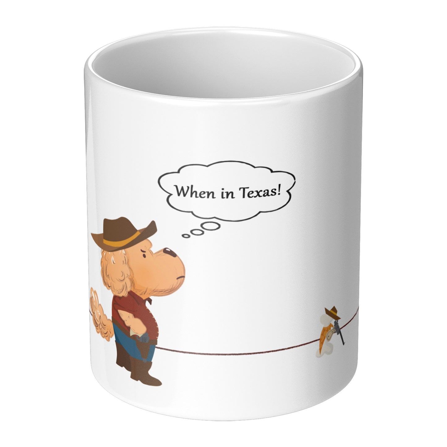 Coffee Mug - Unique - Texas - Duel - Dog  - White - 11 oz