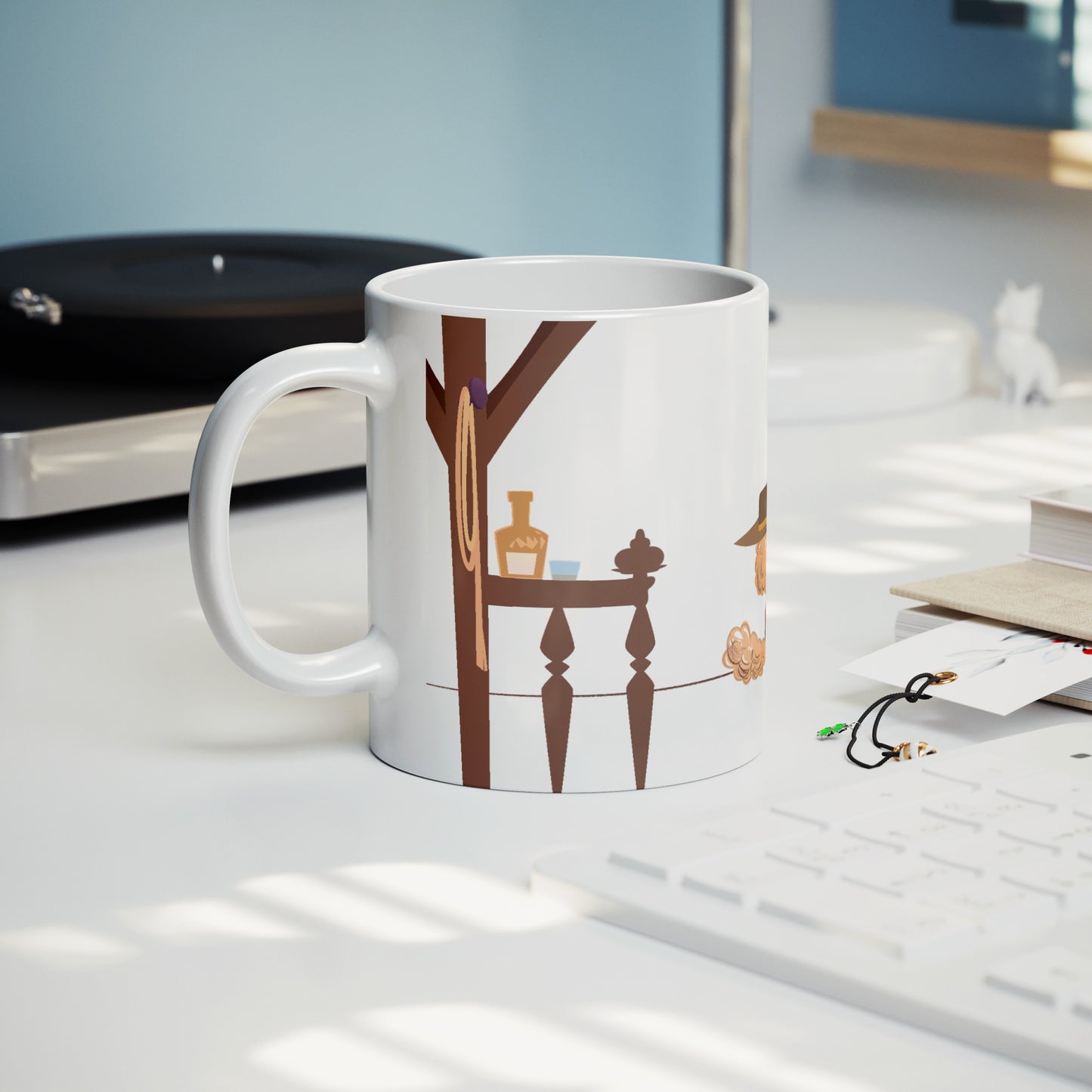 Coffee Mug - Unique - Texas - Duel - Dog  - White - 11 oz