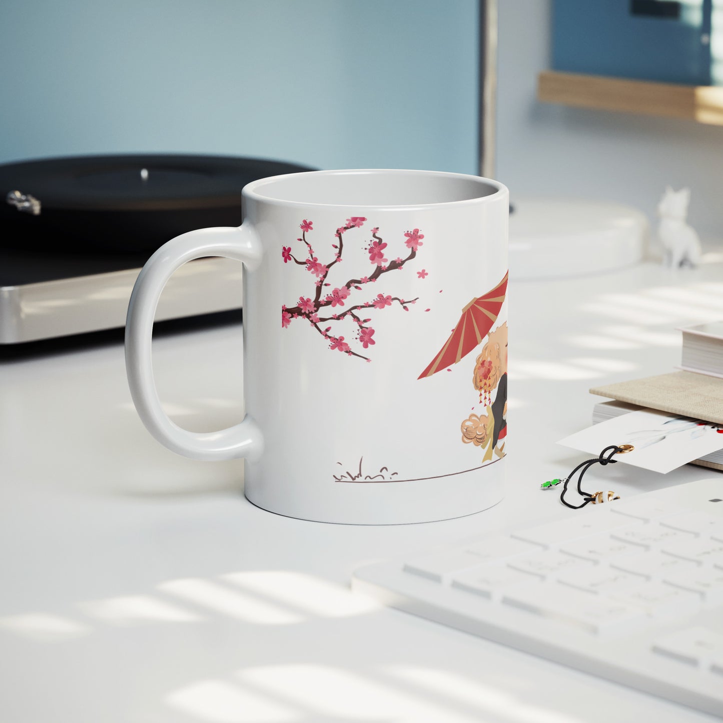 Coffee Mug - Unique - Tokyo - Tree - Dog - White - 11 oz