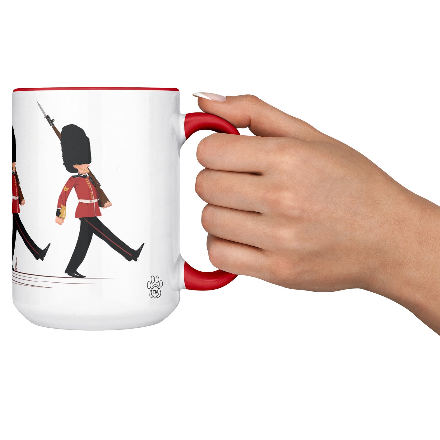 Coffee Mug - Unique - London - Changing of Guard - Dog - Red - White - 15 oz