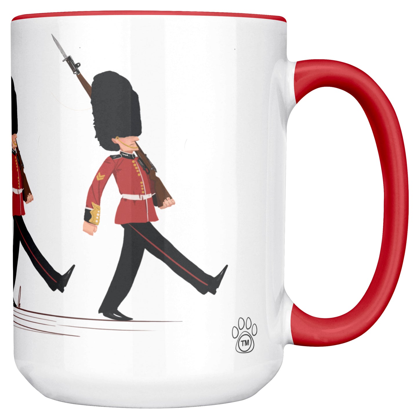 Coffee Mug - Unique - London - Changing of Guard - Dog - Red - White - 15 oz