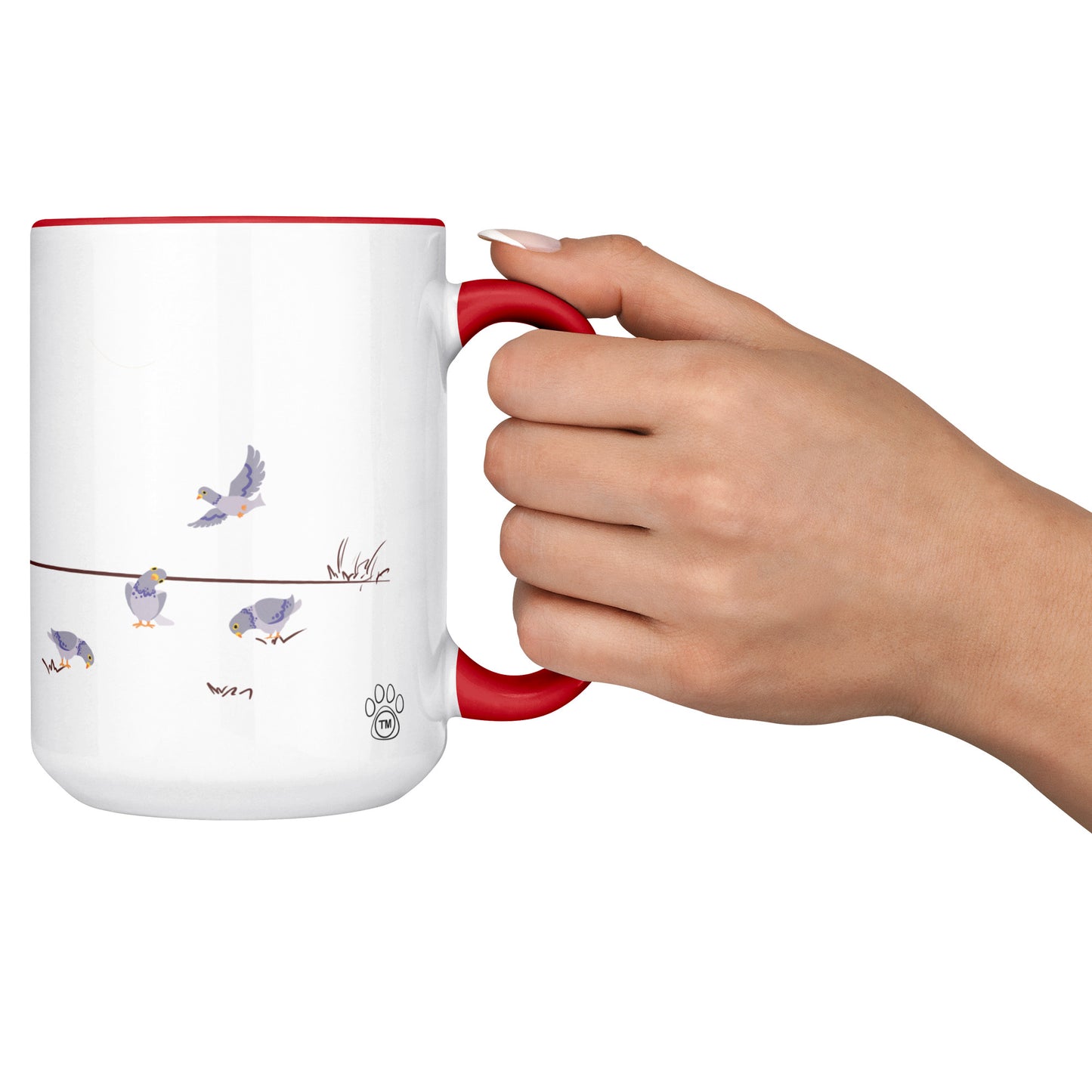 Coffee Mug - Unique - Paris - Picnic - Dog - Red - White - 15 oz